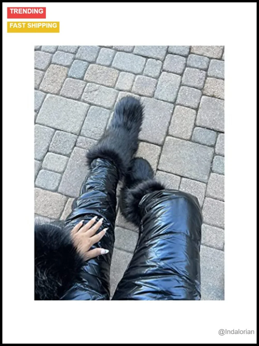 Faux Fur Fluffy Warm Snow Boots Mid Calf Winter Shoes